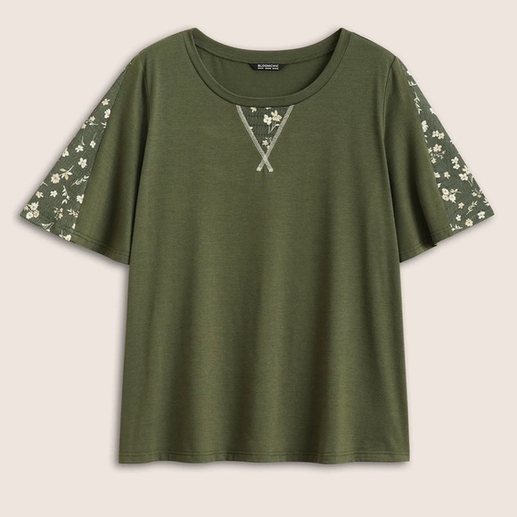 BloomChic Plus Size 2XL Ditsy Floral Patchwork Round Neck T-shirt us18-20 - Picture 6 of 8